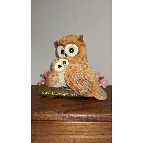 "Hamilton Collection Owl Always Adore You Figurine 2077 Mother & Baby Owl With F - Picture 2 of 11